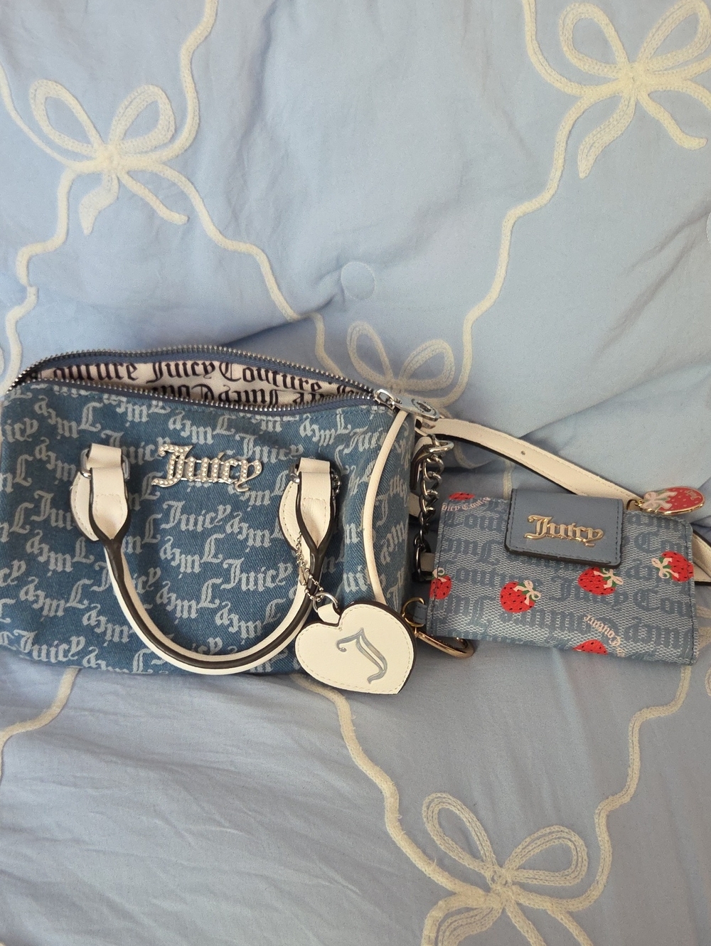 Juicy Couture Crossbody Bag And Juicy Couture Berry Sweet Card Wallet Dusty Blue